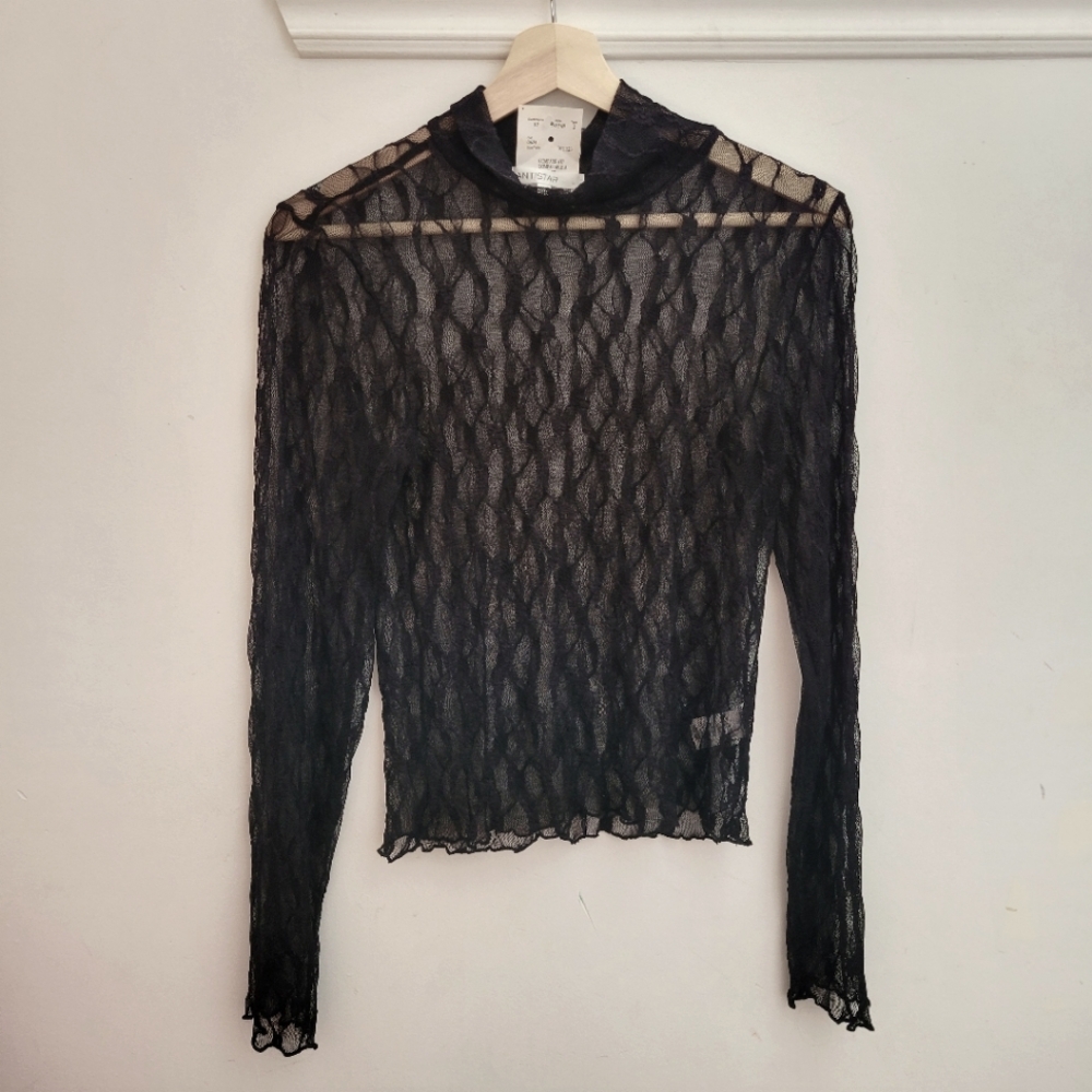 NWOT Antistar Mesh Black Lace Top